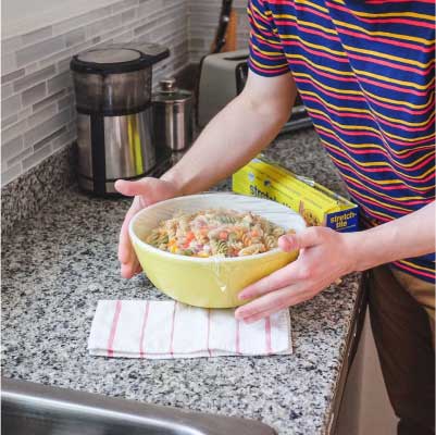 stretch-tite over pasta salad