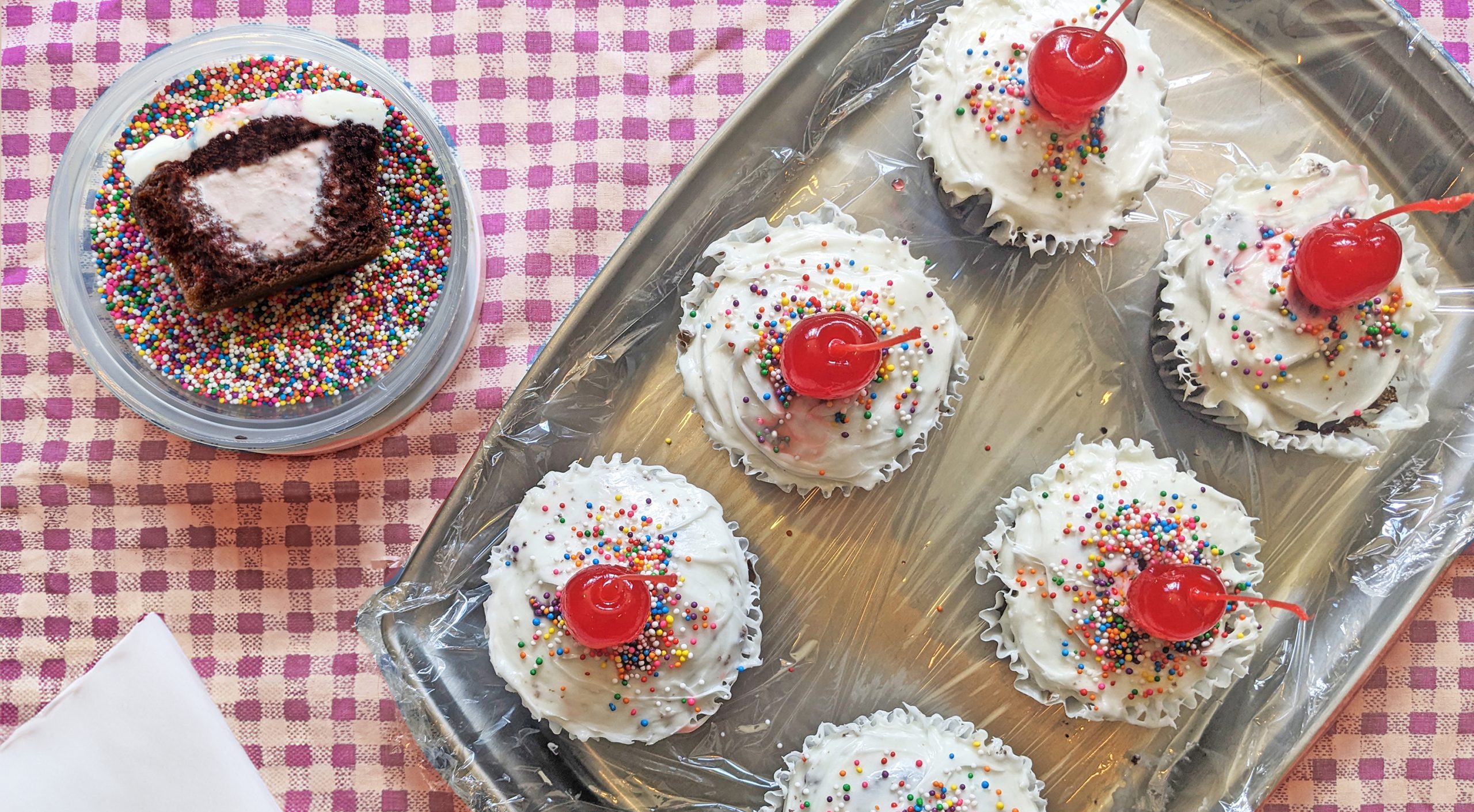 ice cream cupcakes on platter