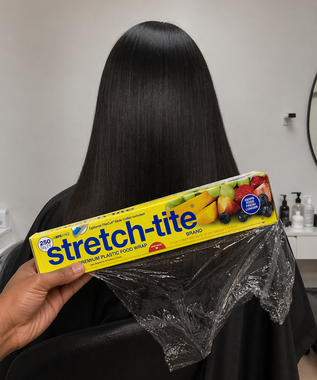 Silk Press with stretch-tite